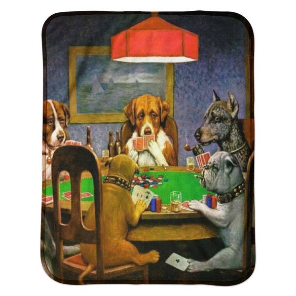 Dogs Playing Poker by C.M.Coolidge Baby Sherpa Blanket - Flat