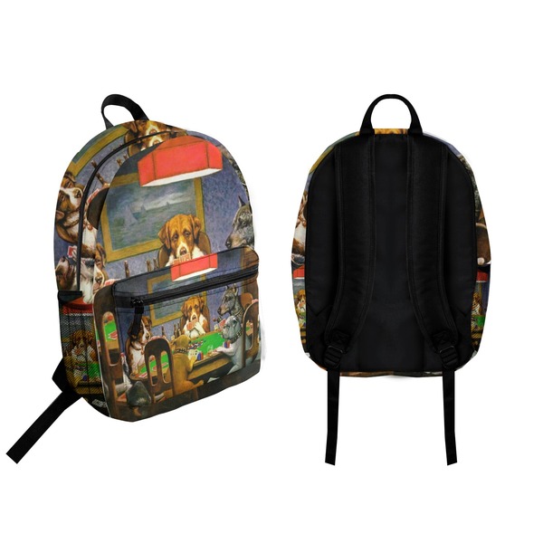 Dogs Playing Poker by C.M.Coolidge Backpack front and back - Apvl