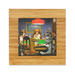 Dogs Playing Poker by C.M.Coolidge Bamboo Trivet with Ceramic Tile Insert
