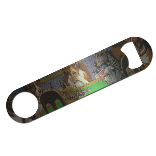 Custom Dogs Playing Poker by C.M.Coolidge Bar Bottle Opener - Silver