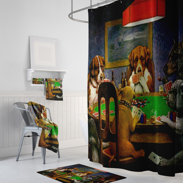 Dogs Playing Poker by C.M.Coolidge Bath Towel Sets - 3-piece - In Context