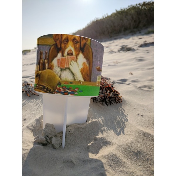 Dogs Playing Poker by C.M.Coolidge Beach Spiker white on beach with sand