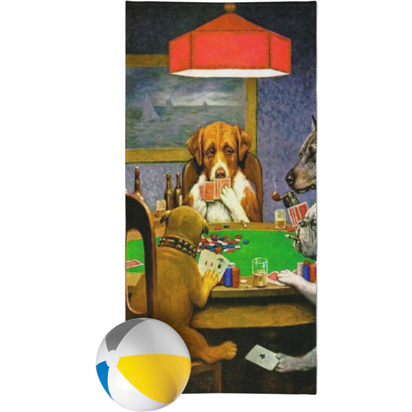 Custom Dogs Playing Poker 1903 C.M.Coolidge Beach Towel
