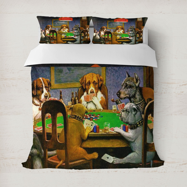 Custom Dogs Playing Poker by C.M.Coolidge Duvet Cover