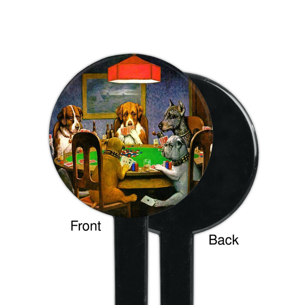 Dogs Playing Poker by C.M.Coolidge Black Plastic 7" Stir Stick - Single Sided - Round - Front & Back