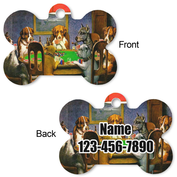 Dogs Playing Poker by C.M.Coolidge Bone Shaped Dog ID Tag - Large - Approval