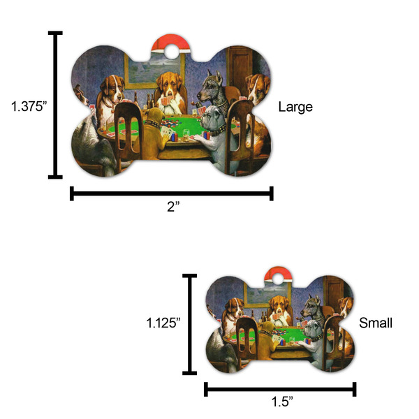 Dogs Playing Poker by C.M.Coolidge Bone Shaped Dog ID Tag - Large - Scale