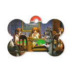 Dogs Playing Poker by C.M.Coolidge Bone Shaped Dog ID Tag - Small