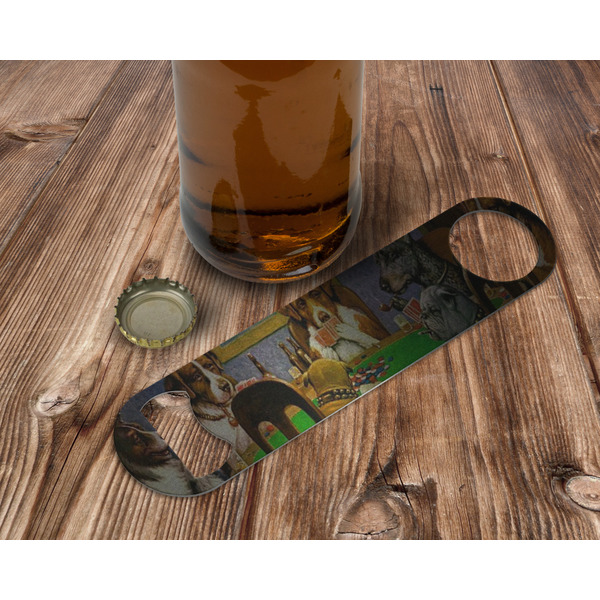 Dogs Playing Poker by C.M.Coolidge Bottle Opener - In Use