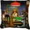 Dogs Playing Poker by C.M.Coolidge Faux-Linen Throw Pillow 18"