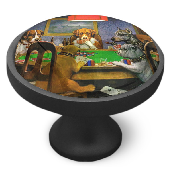 Dogs Playing Poker by C.M.Coolidge Cabinet Knob - Black - Side