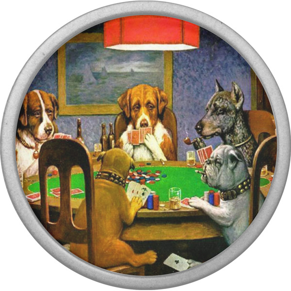 Dogs Playing Poker by C.M.Coolidge Cabinet Knob - Nickel - Front