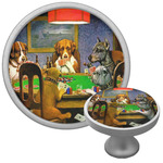 Dogs Playing Poker 1903 C.M.Coolidge Cabinet Knob (Silver)