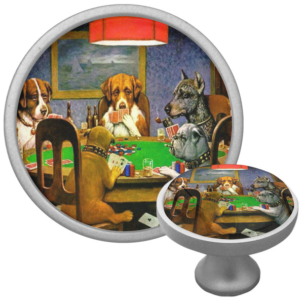 Custom Dogs Playing Poker 1903 C.M.Coolidge Cabinet Knob (Silver)
