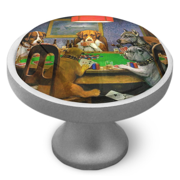 Dogs Playing Poker by C.M.Coolidge Cabinet Knob - Nickel - Side