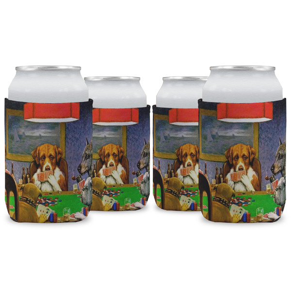 Custom Dogs Playing Poker by C.M.Coolidge Can Cooler (12 oz) - Set of 4