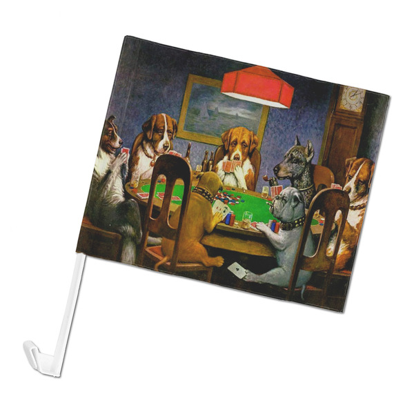 Custom Dogs Playing Poker by C.M.Coolidge Car Flag - Large