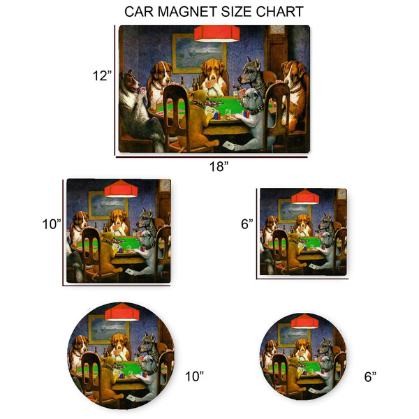 Dogs Playing Poker by C.M.Coolidge Car Magnets - SIZE CHART
