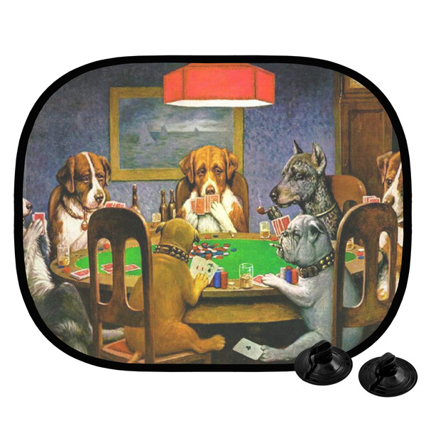 Custom Dogs Playing Poker by C.M.Coolidge Car Side Window Sun Shade