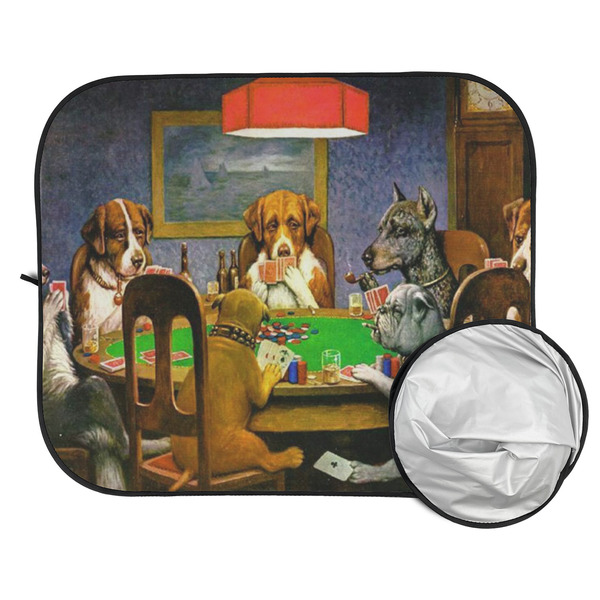 Dogs Playing Poker by C.M.Coolidge Car Sun Shades - FOLDED & UNFOLDED
