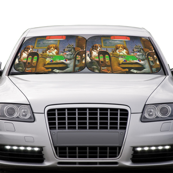 Dogs Playing Poker by C.M.Coolidge Car Sun Shades - IN CONTEXT