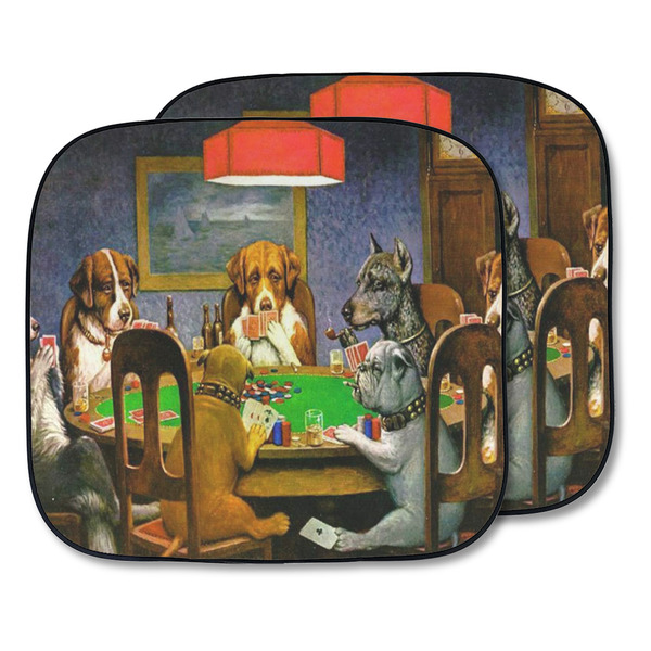Custom Dogs Playing Poker by C.M.Coolidge Car Sun Shade - Two Piece