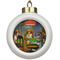 Dogs Playing Poker by C.M.Coolidge Ceramic Ball Ornament