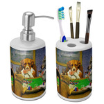 Dogs Playing Poker by C.M.Coolidge Ceramic Bathroom Accessories Set
