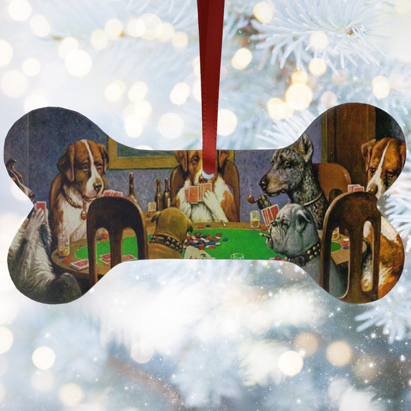 Custom Dogs Playing Poker by C.M.Coolidge Ceramic Dog Ornament