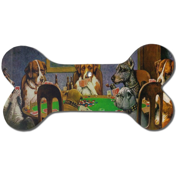 Dogs Playing Poker by C.M.Coolidge Ceramic Flat Ornament - Bone Front