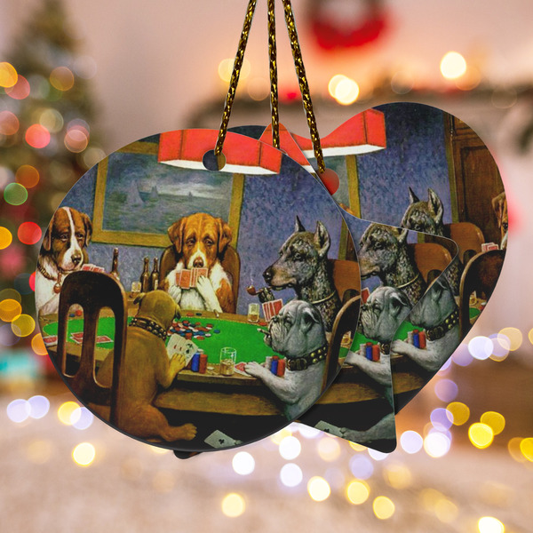 Custom Dogs Playing Poker by C.M.Coolidge Ceramic Ornament
