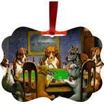Dogs Playing Poker by C.M.Coolidge Metal Frame Ornament - Double Sided