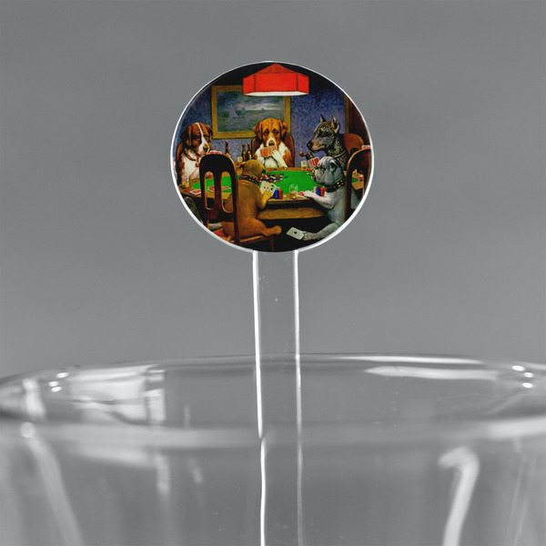 Custom Dogs Playing Poker by C.M.Coolidge 5.5" Round Plastic Stir Sticks - Clear