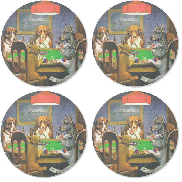 Dogs Playing Poker by C.M.Coolidge Coaster Round Rubber Back - Apvl