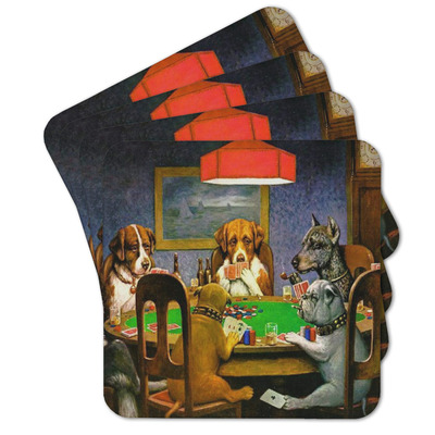 Dogs Playing Poker by C.M.Coolidge Cork Coaster - Set of 4