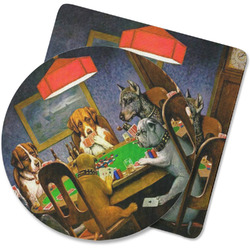Dogs Playing Poker by C.M.Coolidge Rubber Backed Coaster