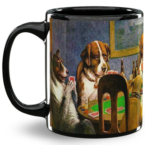 Custom Dogs Playing Poker by C.M.Coolidge 11 Oz Coffee Mug - Black