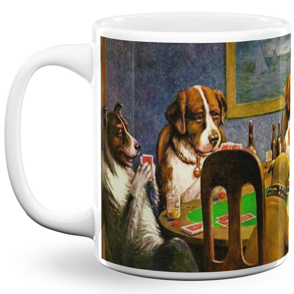 Custom Dogs Playing Poker by C.M.Coolidge 11 Oz Coffee Mug - White