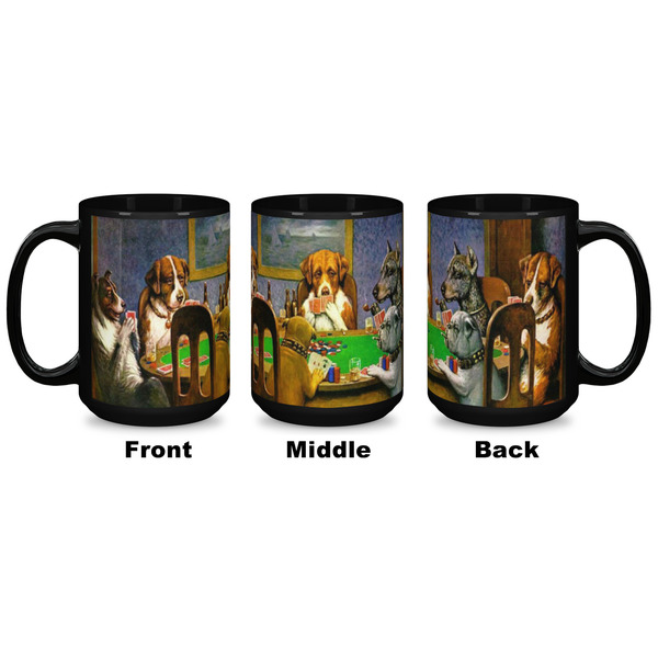 Dogs Playing Poker by C.M.Coolidge Coffee Mug - 15 oz - Black APPROVAL