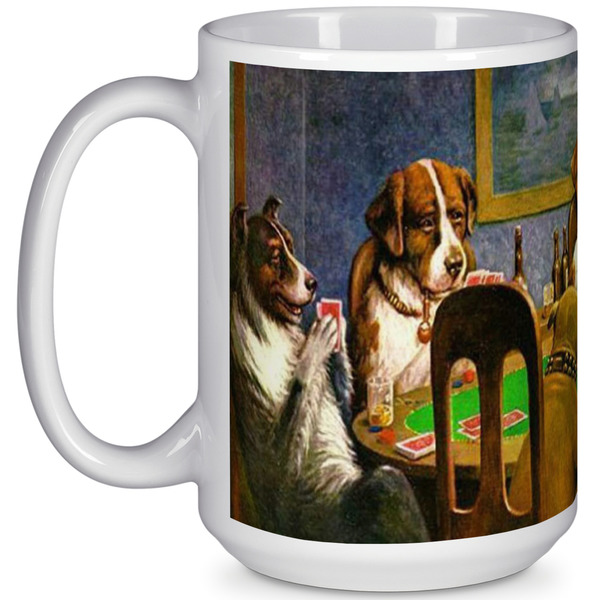 Custom Dogs Playing Poker by C.M.Coolidge 15 Oz Coffee Mug - White