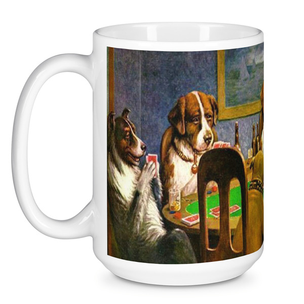 Dogs Playing Poker by C.M.Coolidge Coffee Mug - 15 oz - White
