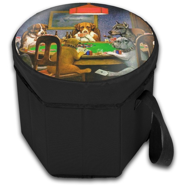 Dogs Playing Poker by C.M.Coolidge Collapsible Personalized Cooler & Seat (Closed)
