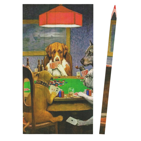 Dogs Playing Poker by C.M.Coolidge Colored Pencils - Front View