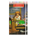 Dogs Playing Poker by C.M.Coolidge Colored Pencils