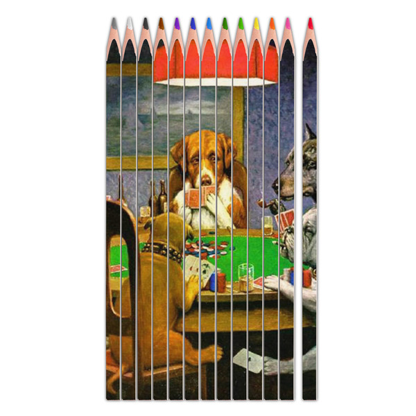 Custom Dogs Playing Poker by C.M.Coolidge Colored Pencils