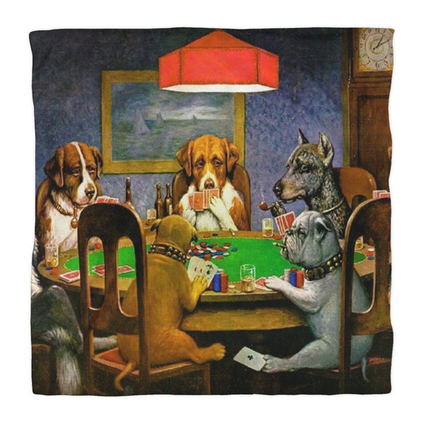 Dogs Playing Poker by C.M.Coolidge Comforter - Queen - Front