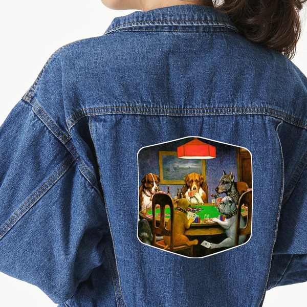 Custom Dogs Playing Poker by C.M.Coolidge Twill Iron On Patch - Custom Shape - 2XL - Set of 4