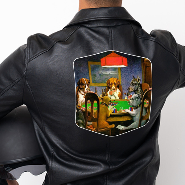 Dogs Playing Poker by C.M.Coolidge Custom Shape Iron On Patches - XXXL - APPROVAL
