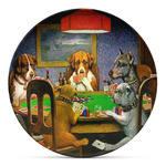 Dogs Playing Poker by C.M.Coolidge Microwave Safe Plastic Plate - Composite Polymer