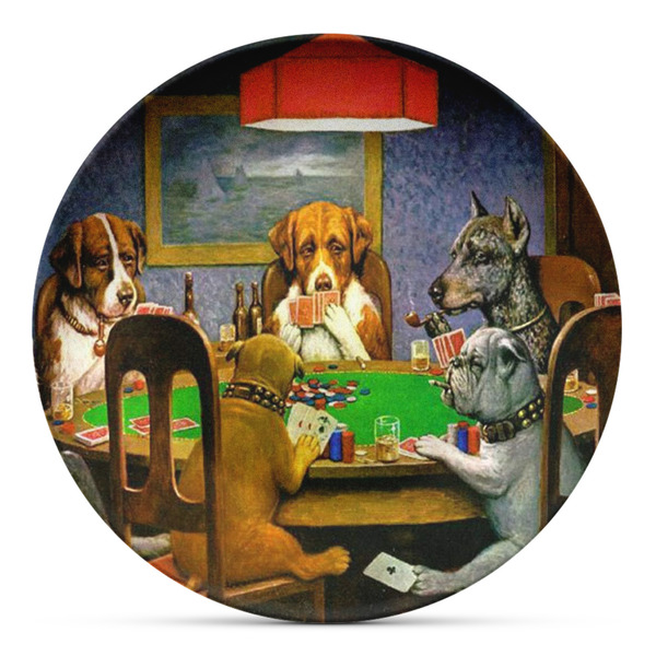 Custom Dogs Playing Poker by C.M.Coolidge Microwave Safe Plastic Plate - Composite Polymer